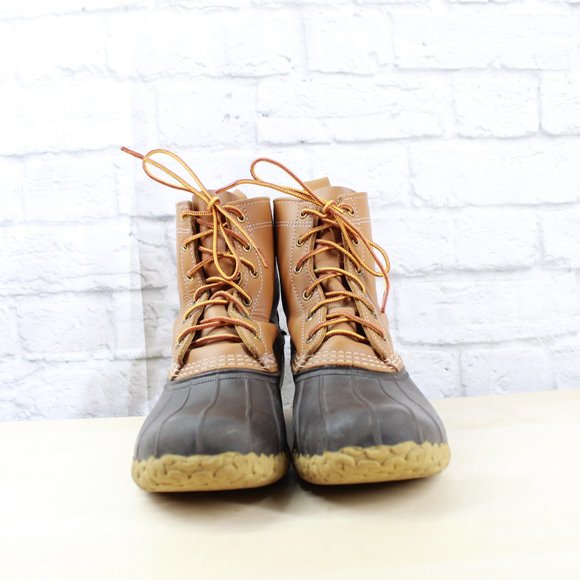 LL BEAN 8" Unlined Duck Boots Brown Leather USA Ma - Picture 4 of 9